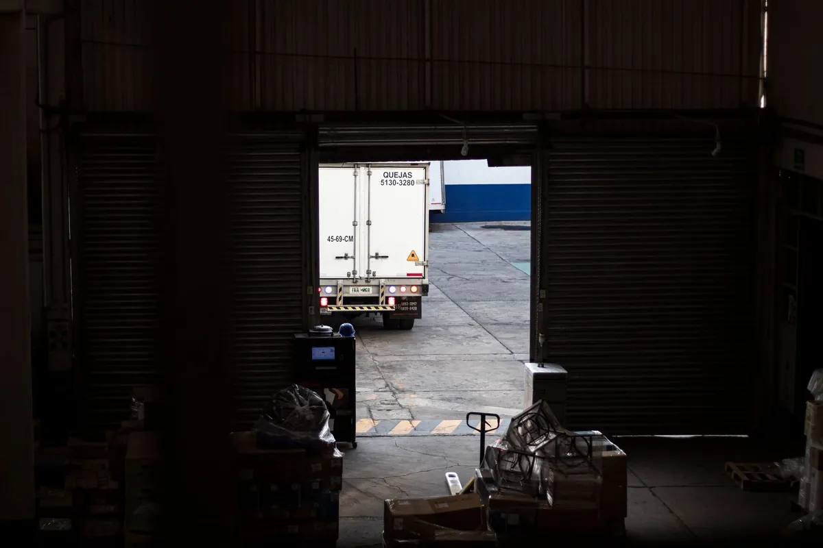 Warehouse loading dock with roll up doors