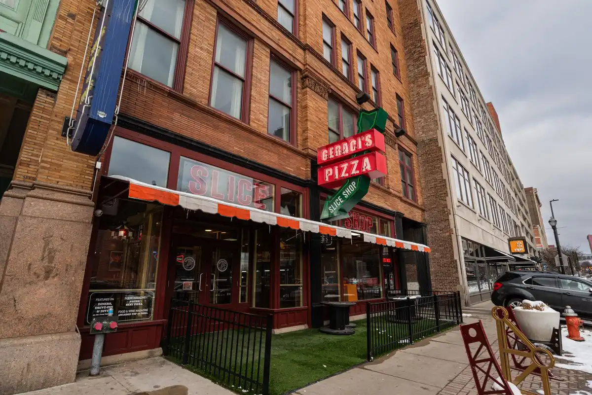 Storefront of a small business on a downtown street