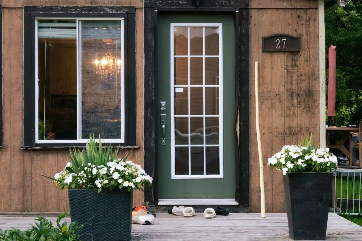 New door sweep installed along the bottom of an exterior door
