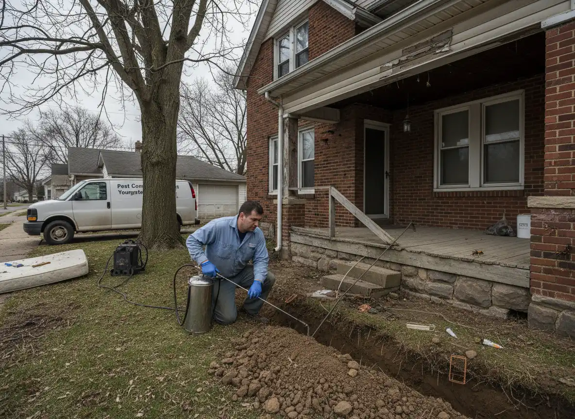 Termite treatment service at a residential home